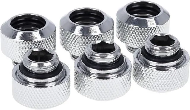 Main image of Alphacool Eiszapfen G1/4" HardTube Compression Fitting for Plexi (Acrylic) / Brass Hard Tubes, 13mm OD, Chrome, 6-Pack