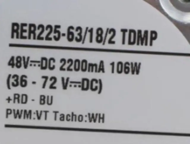 Alt view image 3 of 3 - for RER225-63/18/2TDMP 48V 2200mA 106W 2800RPM Cooling Fan