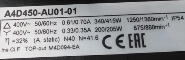 Alt view image 5 of 5 - for Condenser Cooling Fan 400V S4D450-AU01-01 0.61/0.70A 340/415W 1250/1360RPM Cooling Fan