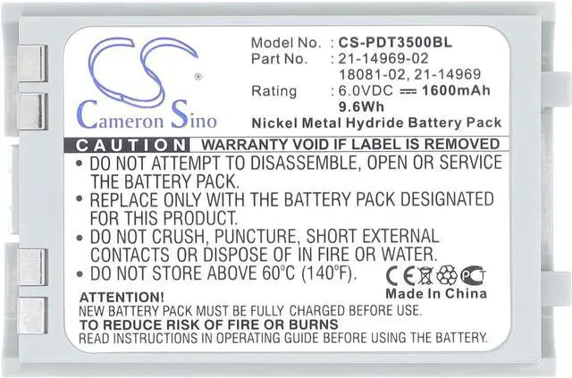 Alt view image 4 of 6 - 1600mAh Replacement Battery for Symbol PDT3500, PDT3510, PDT3540, 18081-02, 21-14969, 21-14969-02, 50-14000-011, 50-14000-059, 58513-00-00, 58514-00-00, 61783-00-00