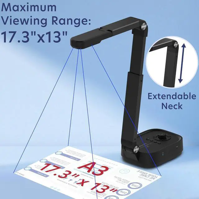 Alt view image 4 of 7 - QPC100S 4K USB 13MP Portable Document Camera, with Mic, LED Light,Auto Focus, HDMI/USB Plug and Play, Compatible with Mac OS, Windows, Chromebook Compatible for Live Demo and Document Scanning