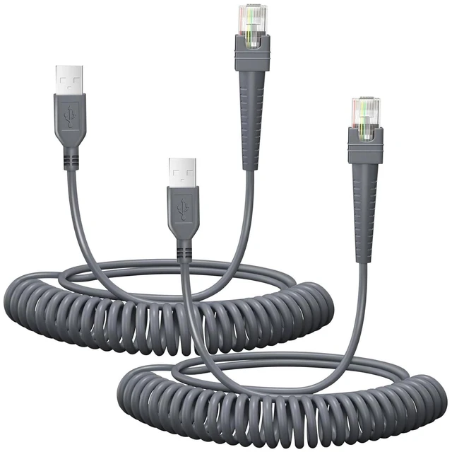 Main image of 2PCS 9.84ft Coiled Scanner Charger Cable for Symbol/Zebra/Motorola DS9208 USB Cable LS2208 LS4278 LS3578 LS2208 DS2208 DS3400 DS6878 DS9808 DS4208 DS8108 DS8178 DS9308 DS9908 STB4278 LI4278