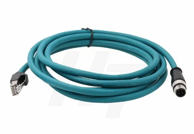 Alt view image 4 of 4 - HangTon M12 4 Pin D-Code RJ45 Ethernet Cable for Datalogic 300N Keyence SR-2000 Barcode Scanner Reader Omron Machine Vision, Shielded Flex Waterproof Power Network Cat5e 3m