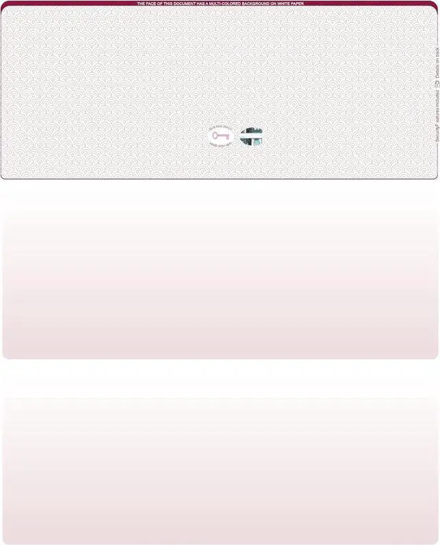 Main image of Blank Hologram Top Computer Checks, Blank Top Hologram Laser Checks with Perforated Vouchers, Qty. 250 Burgundy
