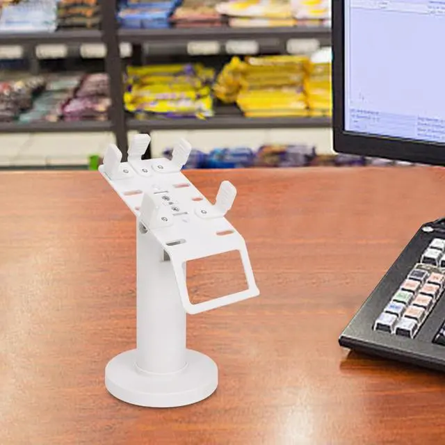 Alt view image 2 of 7 - Credit Card Machine Stand Credit Card Terminal Stand Retail Store Adjustable Desk Swivel & Tilt Fully Wrap Pos Machine Stand, White