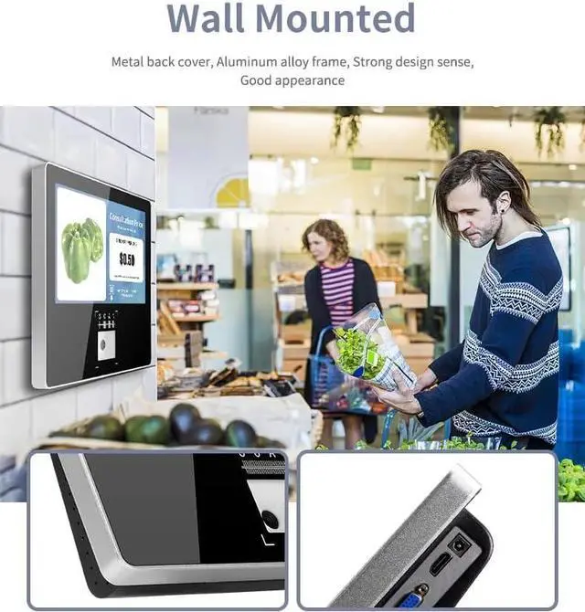 Alt view image 7 of 7 - 11.6 Inch Android PC Wall Mounted Price Checker with QR Code Reader, Price Checker, Touch Screen Kiosk, WiFi Ethernet POS Terminal