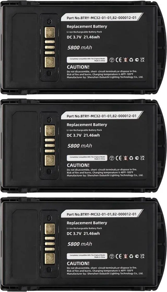 Main image of New Upgrades MC3200 Barcode Scanner Series Battery 3 Pack Compatible with MC32N0 MC32N0-S BTRY-MC32-52MA Series 6800mAh