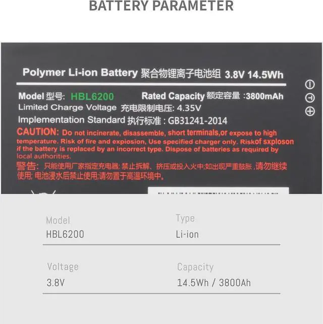 Alt view image 2 of 7 - HBL6200 Battery for UROVO I6200S i6300A PDA 6200 6300 Barcode Scanner Battery with The Capacity 3.8V 4000mah/15.2wh Upgraded Version New Li-ion Battery Replacement