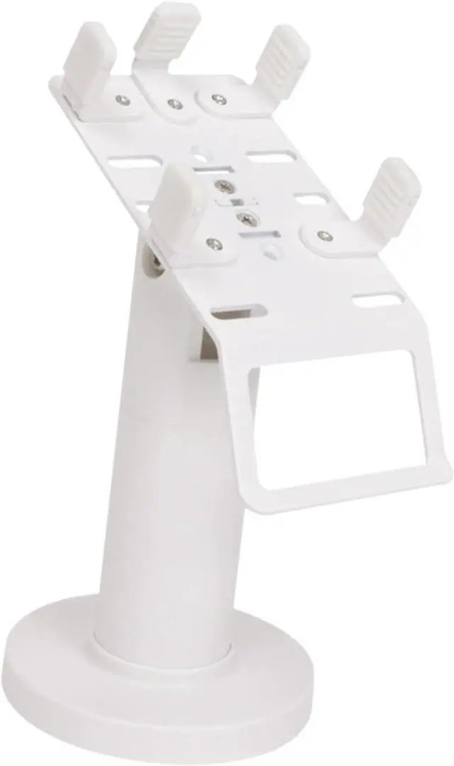 Alt view image 6 of 7 - Credit Card Machine Stand Credit Card Terminal Stand Retail Store Adjustable Desk Swivel & Tilt Fully Wrap Pos Machine Stand, White