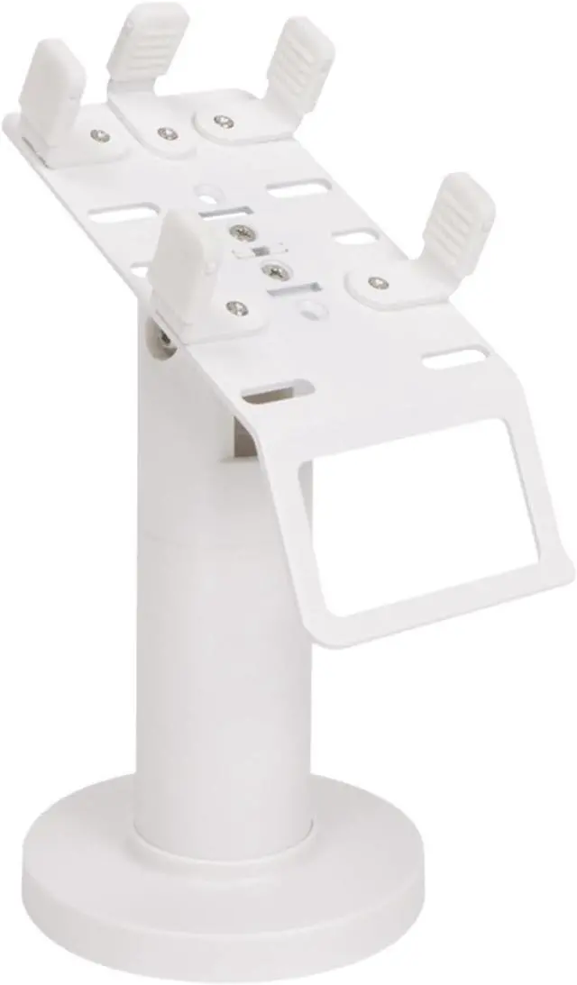 Alt view image 7 of 7 - Credit Card Machine Stand Credit Card Terminal Stand Retail Store Adjustable Desk Swivel & Tilt Fully Wrap Pos Machine Stand, White