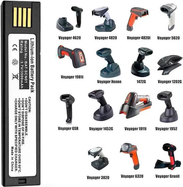 Alt view image 7 of 7 - 3500mAh BAT-SCN01 Barcode Scanning Collector Battery for Honeywell Voyager 1202G 1902GHD GSR 1452G 4820 3820 4820i Xenon 5620 6320 4620 Granit 1911i 1981i 3820G 1472G 1952 BAT-SCN01 50121527-002