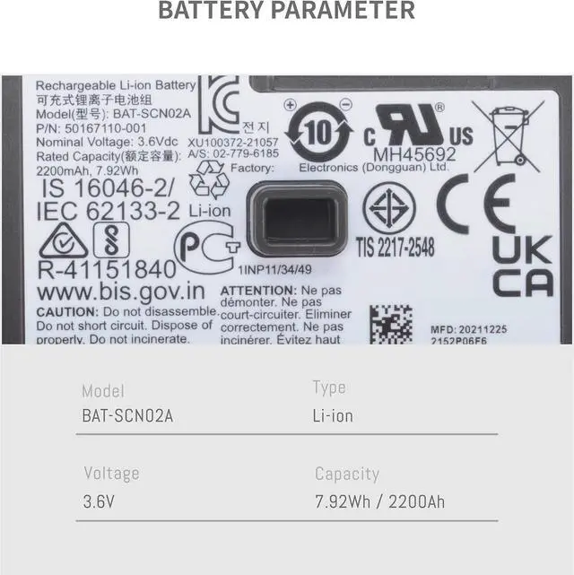 Alt view image 2 of 7 - BAT-SCN02 BAT-SCN03 Digital Barcode Scanner Battery Replacement for Honeywell 8680i 8680i Smart Wearable Scanner Lithium Ion battery PN 50137491-001 1ICP10/34/51 With Capacity 3.8V 2160mAh/8.2Wh