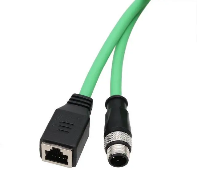 Alt view image 6 of 7 - M12 4 Pin D Coded to RJ45 Jack Ethernet Network Adapter Cable Cat5e for SICK Sensor Camera Barcode Reader Profinet High Flex 8m, Green