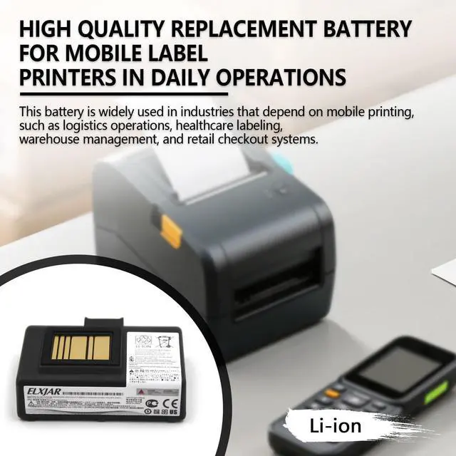 Alt view image 2 of 6 - (2-Pack) 7.4V 2600mAh AT16004 Battery Replacement for Zebra QLn320 (HC), QLn220 (HC), ZQ520, ZQ510, ZR628 and ZR638 Printers