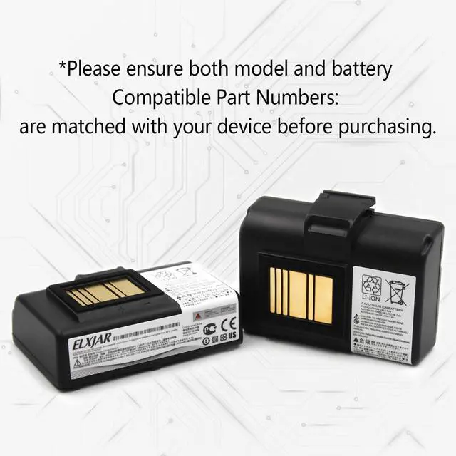 Alt view image 5 of 6 - (2-Pack) 7.4V 2600mAh AT16004 Battery Replacement for Zebra QLn320 (HC), QLn220 (HC), ZQ520, ZQ510, ZR628 and ZR638 Printers