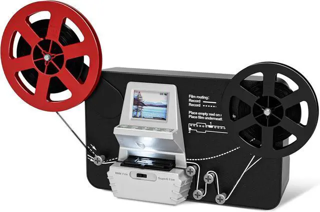 Main image of 8mm and Super 8 Film-to-Digital Converter for 3579 reels, Converts Film Frame by Frame to Digital MP4 Files, with 2.4" Screen, 32G Memory Card Included