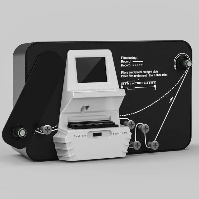 Alt view image 7 of 7 - 8mm and Super 8 Film-to-Digital Converter for 3579 reels, Converts Film Frame by Frame to Digital MP4 Files, with 2.4" Screen, 32G Memory Card Included