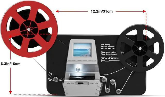 Alt view image 3 of 7 - 8mm and Super 8 Film-to-Digital Converter for 3579 reels, Converts Film Frame by Frame to Digital MP4 Files, with 2.4" Screen, 32G Memory Card Included