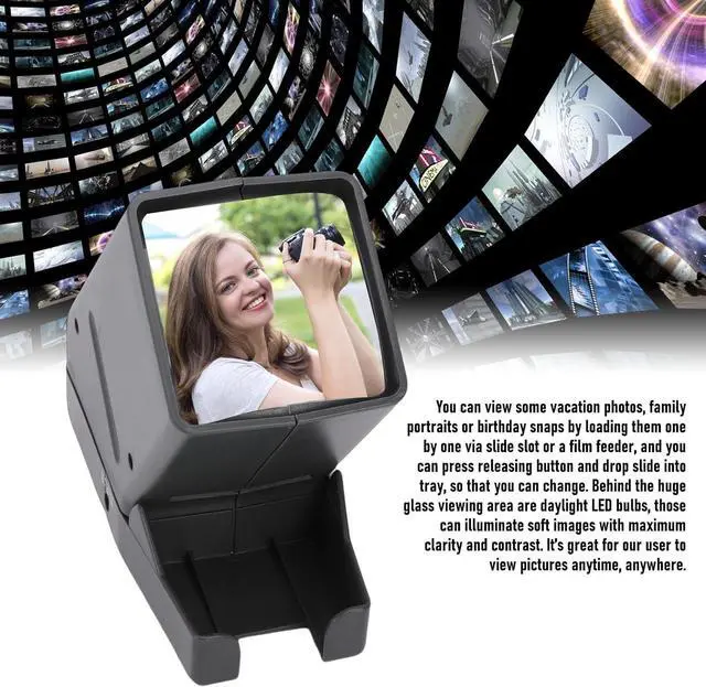 Alt view image 6 of 7 - Luocute 35mm Slide and Film Viewer, 3X Magnification LED Lighted Illuminated Viewing with Eject Button and Sliding Tray, for 35mm Slides Positive Film Negatives USB or Battery Powered