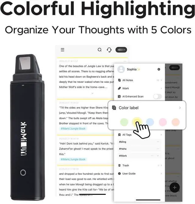 Alt view image 3 of 7 - VYU iMark Digital Highlighter, Book Markers for Reading and Annotations, Real-Time Sync to Digitize, Store, and Share Quote Cards, Best Gift for Book Lovers, Students