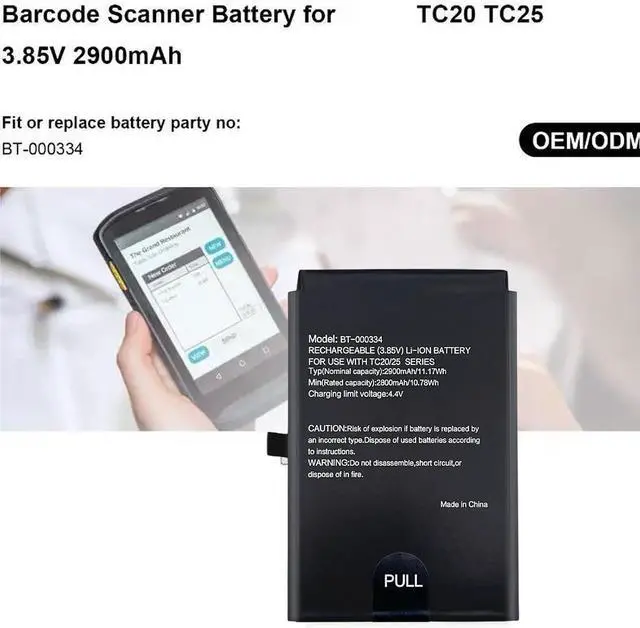 Alt view image 3 of 7 - Advanced 2900mAh Power Cell for TC20 TC25 Scanner BT000334 Long Lasting Replacement Reader Battery
