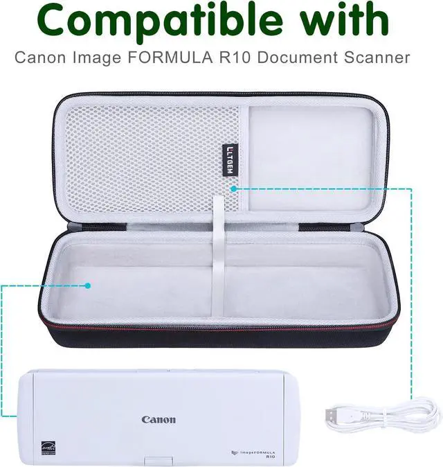 Alt view image 4 of 7 - L LTGEM Case Compatible with Canon Imageformula R10 / P-215Ii Portable Document Scanner, Black+Grey (Case Only)