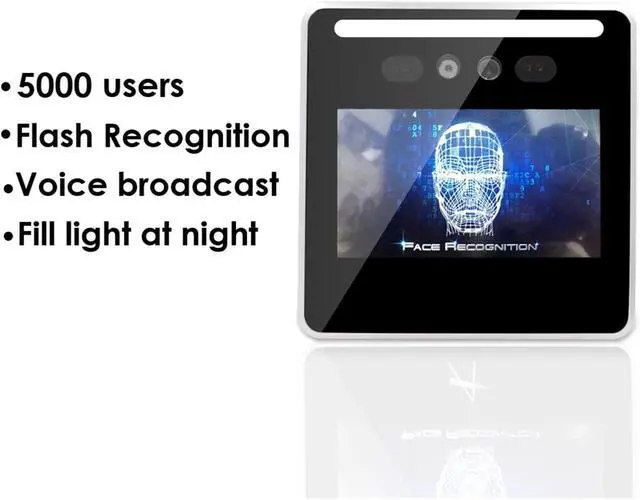 Alt view image 2 of 7 - Time Clock 5-inch Touch Screen USB Face Recognition Door Access Control System Face Time Attendance Machine TCP/IP