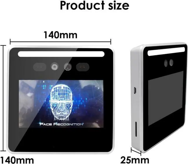 Alt view image 3 of 7 - Time Clock 5-inch Touch Screen USB Face Recognition Door Access Control System Face Time Attendance Machine TCP/IP