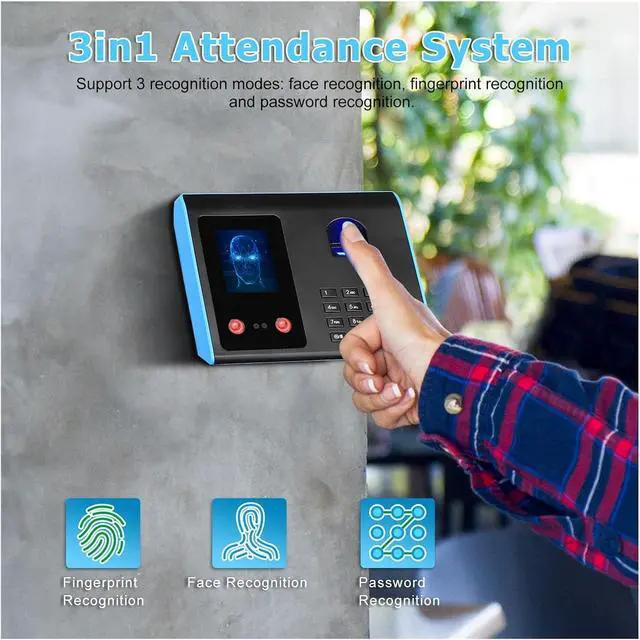 Alt view image 3 of 7 - Time Clock Fingerprint Attendance Machine IR Camera Face Recognition Password Reader System for Employee Checking-in Time Clock Recorder