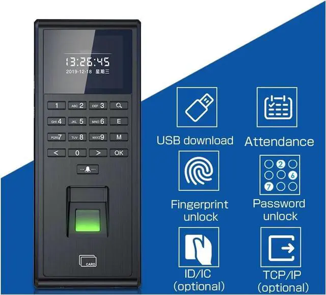 Alt view image 2 of 6 - Time Clock Fingerprint Timer Capture Machine for Smart Door Access Control System Kit Standalone Keypad User(125K-F601T-TCP-IP)