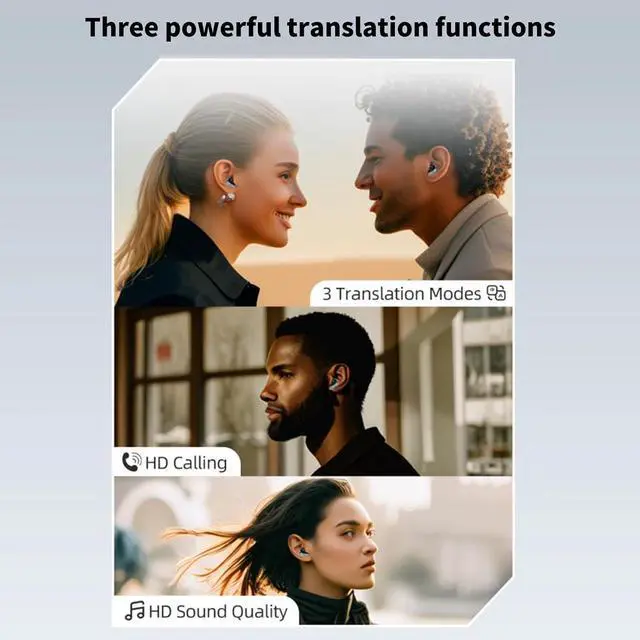 Alt view image 4 of 7 - Septpenta Language Translation Earbuds, 360 Degree Surround Sound, 5.3 Translation Headset with APP, Supports 144 Languages, for OS Android Devices (Black)