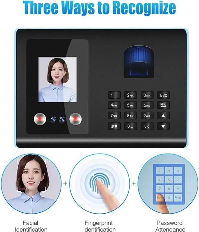 Alt view image 3 of 7 - FA01 Smart Attendance Machine Face+ Fingerprint+Password Employee Check in Equipment Recognition Apparatus Use for Office(Size:English)