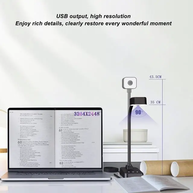Alt view image 4 of 7 - 4K USB Document Camera, Adjustable Image Inversion and Image Brightness, Foldable 30fps Doc Camera, Plug & Play, Dual Mic, for Web Conferencing, Live Demo, Compatible OS &