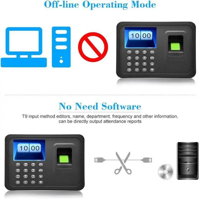 Alt view image 3 of 7 - High-Precision Time Clock 2.4'' TFT LCD Display Biometric USB Fingerprint Attendance Machine Free Software Password Employee Checking-in Reader with Excellent Expandability