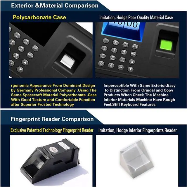 Alt view image 5 of 7 - High-Precision Time Clock 2.4'' TFT LCD Display Biometric USB Fingerprint Attendance Machine Free Software Password Employee Checking-in Reader with Excellent Expandability