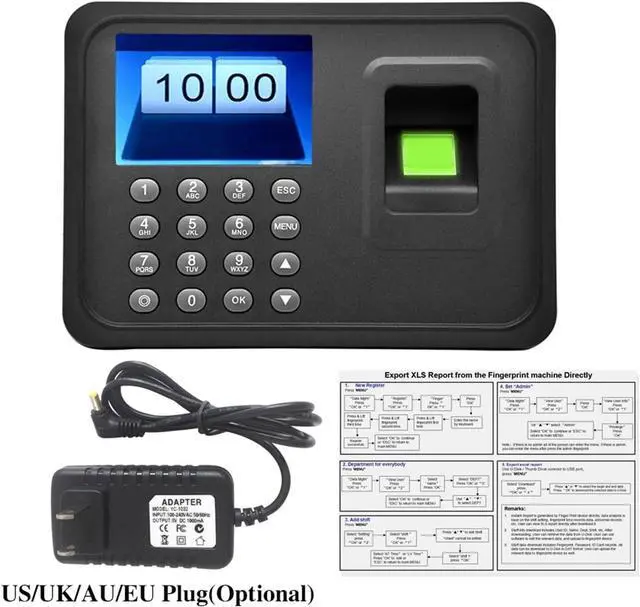 Alt view image 7 of 7 - High-Precision Time Clock 2.4'' TFT LCD Display Biometric USB Fingerprint Attendance Machine Free Software Password Employee Checking-in Reader with Excellent Expandability