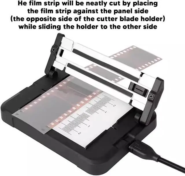 Alt view image 6 of 7 - Slide Film Cutter, 35mm Negative Film Cutting Trimmer with 11Brightness Adjustable LED Backlight Panel for 120 135 Format Film Strip