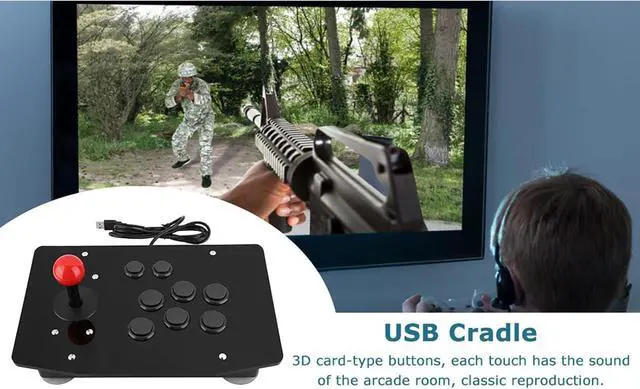 Alt view image 3 of 7 - Arcade Rocker Game Joystick,USB Arcade Game Controller, Arcade Rocker Game Joystick 8 Button Game Handle Controller(Black)