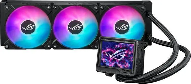 Main image of ASUS ROG RYUJIN III 360 ARGB EXTREME all-in-one AIO CPU liquid cooler, AMD Ryzen 9000 & Intel® Core Ultra Ready, Asetek Gen8 V2 pump; high airflow static pressure magnetic fans; customizable 3.5" LCD