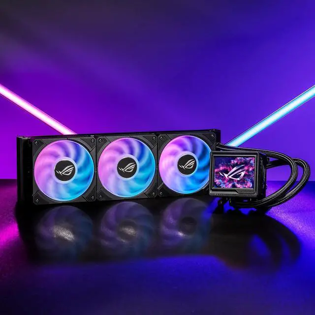 Alt view image 2 of 7 - ASUS ROG RYUJIN III 360 ARGB EXTREME all-in-one AIO CPU liquid cooler, AMD Ryzen 9000 & Intel® Core Ultra Ready, Asetek Gen8 V2 pump; high airflow static pressure magnetic fans; customizable 3.5" LCD