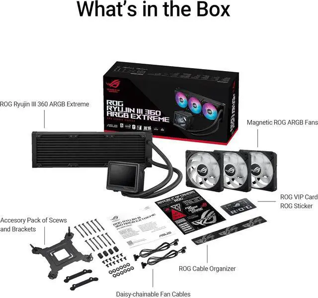 Alt view image 6 of 7 - ASUS ROG RYUJIN III 360 ARGB EXTREME all-in-one AIO CPU liquid cooler, AMD Ryzen 9000 & Intel® Core Ultra Ready, Asetek Gen8 V2 pump; high airflow static pressure magnetic fans; customizable 3.5" LCD