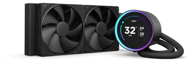 Main image of NZXT Kraken Elite 240 2024 - AIO CPU Liquid Cooler - 240mm Radiator - 2 x F120P Fans - Customizable 2.72" IPS LCD - NZXT Turbine Pump - AMD® AM5, AM4 - Intel® LGA 1851/1700, 1200/115X - Black