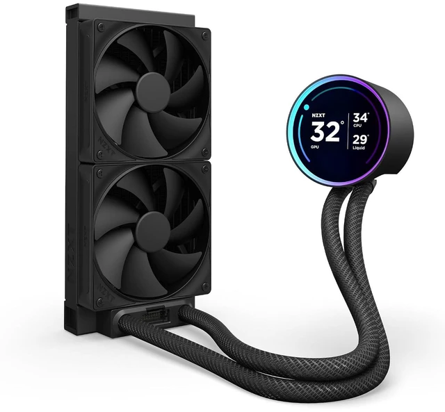 Alt view image 4 of 7 - NZXT Kraken Elite 240 2024 - AIO CPU Liquid Cooler - 240mm Radiator - 2 x F120P Fans - Customizable 2.72" IPS LCD - NZXT Turbine Pump - AMD® AM5, AM4 - Intel® LGA 1851/1700, 1200/115X - Black
