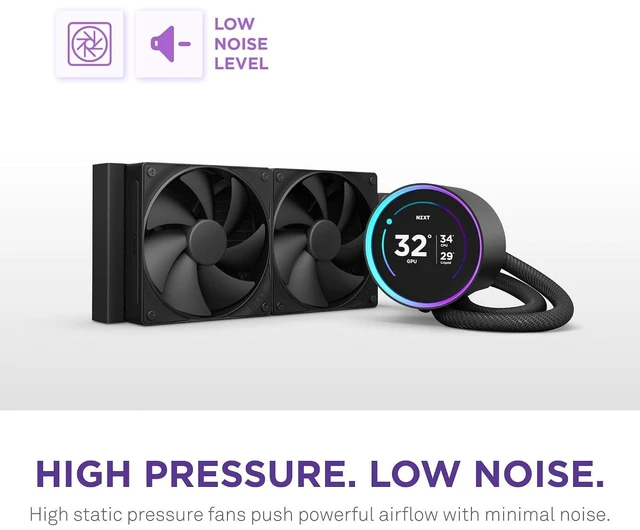 Alt view image 7 of 7 - NZXT Kraken Elite 240 2024 - AIO CPU Liquid Cooler - 240mm Radiator - 2 x F120P Fans - Customizable 2.72" IPS LCD - NZXT Turbine Pump - AMD® AM5, AM4 - Intel® LGA 1851/1700, 1200/115X - Black
