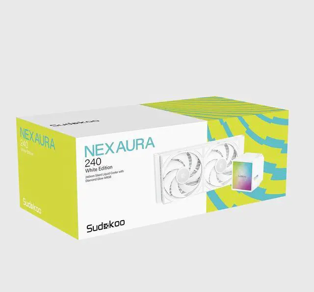 Alt view image 7 of 7 - Sudokoo NEXAURA 240 White Liquid CPU Cooler: 240mm AIO CPU Cooler with PWM Pump & ARGB Pump Head - Water Cooling with FDB Fans for Intel LGA 1851/1700/1200/115X AMD AM5/AM4
