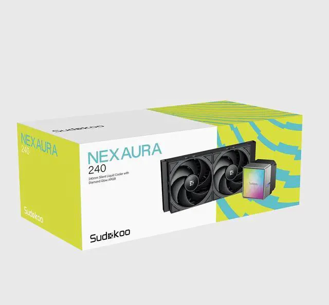 Alt view image 7 of 7 - Sudokoo NEXAURA 240 Liquid CPU Cooler: 240mm AIO CPU Cooler with PWM Pump & ARGB Pump Head - Water Cooling with FDB Fans for Intel LGA 1851/1700/1200/115X AMD AM5/AM4 - Black