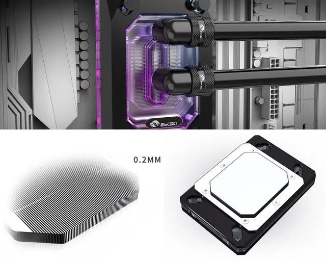 Alt view image 3 of 7 - Bykski CPU-RAY-MK-M High-Efficiency CPU Water Cooling Block - Featuring High Flow Optimized 0.2mm Fins - Clean Design - for AMD AM5/AM4 - SWRX8 - STRX4 - TR4 - SP3
