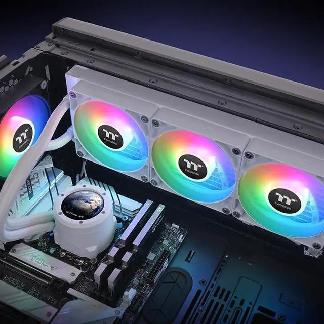 Alt view image 4 of 4 - Thermaltake TH360 V2 Ultra ARGB Sync/AlO Liquid Cooler/ARGB Fan 120 * 3/PWM 500~1500rpm/Water Block 2.1" LCD/White, CL-W405-PL12SW-A