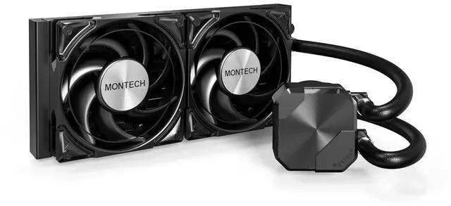 Main image of MONTECH HyperFlow Silent 240 Black Ultra-Quiet AIO Liquid CPU Cooler, 3100RPM Pump, Triple Silent Fans, High-Efficiency Radiator for Superior Heat Dissipation, Intel & AMD Compatible, ARGB-Free