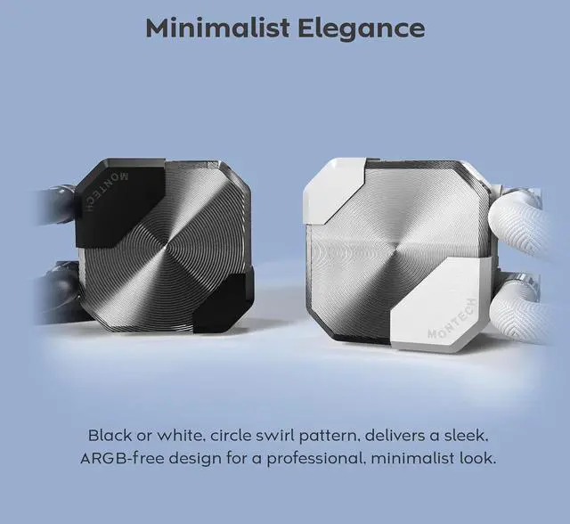 Alt view image 5 of 6 - MONTECH HyperFlow Silent 240 Black Ultra-Quiet AIO Liquid CPU Cooler, 3100RPM Pump, Triple Silent Fans, High-Efficiency Radiator for Superior Heat Dissipation, Intel & AMD Compatible, ARGB-Free